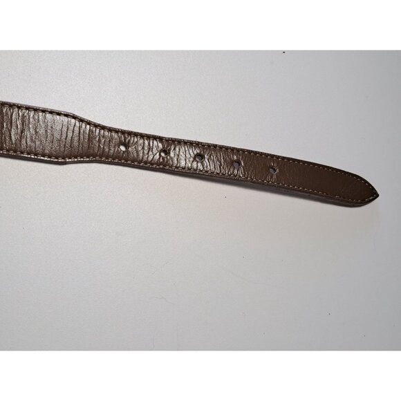 Justin Top Grain Cowhide Belt W/Silver Brown Scalloped Buckle Size 32 Women's - Picture 6 of 10